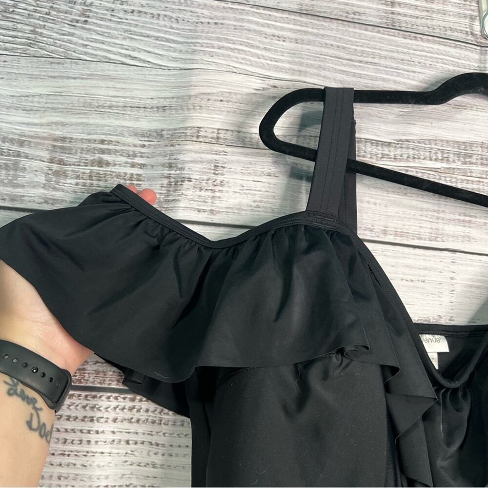 Avenue 26W Jungle Paradise‎ 1Pc Ruffle 4X Black One Piece Swimsuit NEW! - Picture 5 of 12